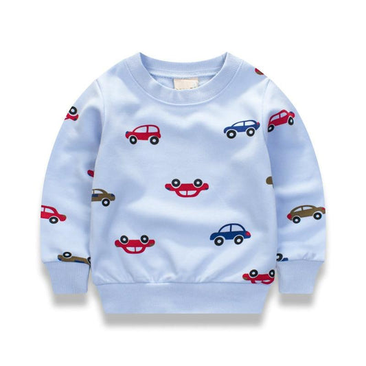 New Cars print Pullover Tee Fall 2017 Autumn Winter Kids Sweatshirt Tops Long Sleeve T-shirt Boys Girls Child Baby 12M2T3T4T6T