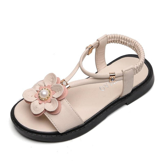 Sandals Girls Kids Sandals Princess Sweet Flower Children Summer Beach Shoes 2020 Brand New Soft Sweet Floral With Pearl 26-36