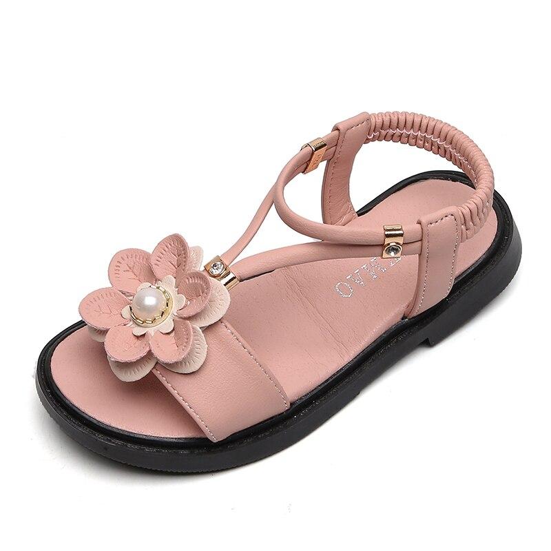 Sandals Girls Kids Sandals Princess Sweet Flower Children Summer Beach Shoes 2020 Brand New Soft Sweet Floral With Pearl 26-36