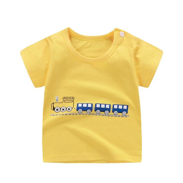 [Unini-yun]Fashion Cotton Spaceship Boys Girls T-Shirts Children Kids Cartoon Print T shirts Baby Child Tops Clothing Tee 6M-7T