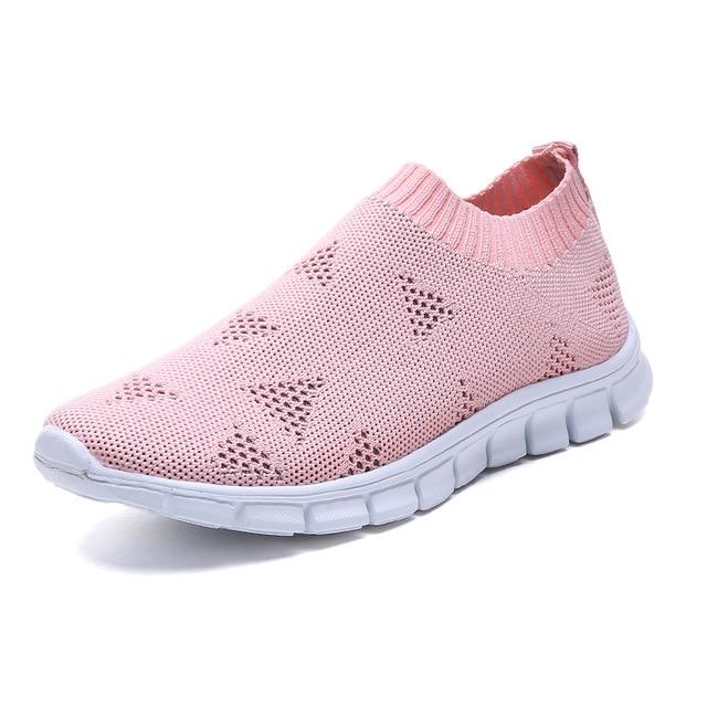 Rimocy Plus Size 43 Breathable Mesh Platform Sneakers Women Slip on Soft Ladies Casual Running Shoes Woman Knit Sock Shoes Flats