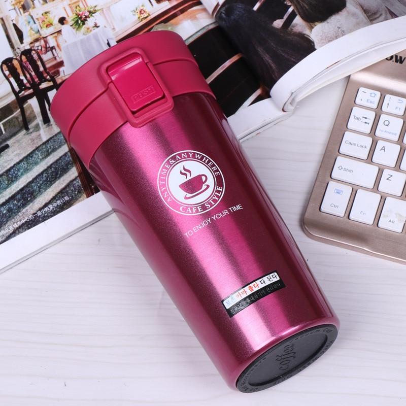 New 380ml Portable Travel Coffee Mug Vacuum Flask Thermo Water Bottle Car Mug Thermocup Stainless Steel  Tumbler Cup#9
