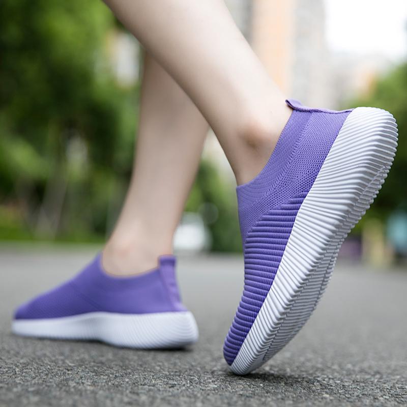 Rimocy Plus Size 43 Breathable Mesh Platform Sneakers Women Slip on Soft Ladies Casual Running Shoes Woman Knit Sock Shoes Flats