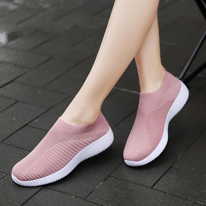 Rimocy Plus Size 43 Breathable Mesh Platform Sneakers Women Slip on Soft Ladies Casual Running Shoes Woman Knit Sock Shoes Flats